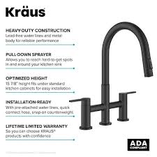 kraus o bridge kitchen faucet with pull down sprayhead matte black kpf 3122