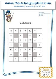 Printable math puzzle worksheets are a fun way to teach and learn multiplication, addition, geometry, and more. Printable Puzzles For Kids Math Puzzle 1 Worksheet 1