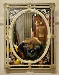 Venetian Etched Mirror In Murano Glass