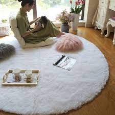 plush round rug fluffy white carpets