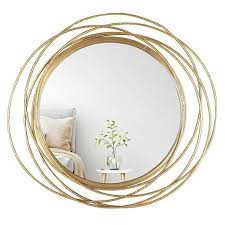Framed Gold Round Wall Mirror