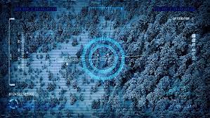 drone hud display fly over winter