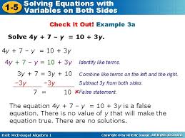 solving equations 1 5 variables