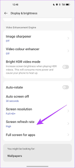 high refresh rate on all android apps