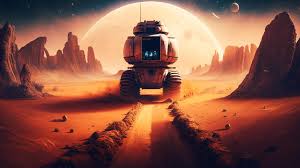 mars rover on planet surface futuristic