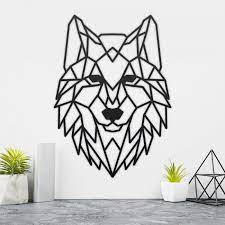 Geometric Steel Wolf Wall Art Black