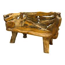 java teak root wood bench large