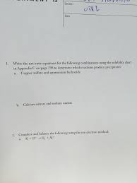 Solved Write The Net Ionic Equations For The Following Co