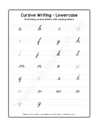 practicing cursive letters with missing