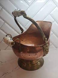 Brass Fireplace Coal Scuttle Bucket W