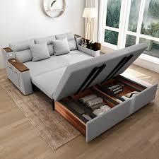 2100mm grey full sleeper sofa linen