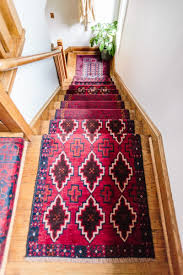 diy stair runner made with vine rugs