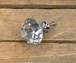 Faceted Glass Drawer Knobs Flat Cut Gem