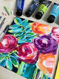 easy flower painting ideas for