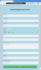 html registration form javatpoint