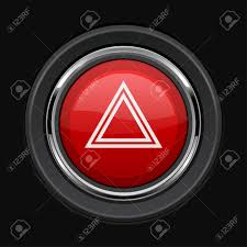 Warning Light Red Button Car Dashboard Element On Black Background