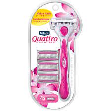 The quattro® titanium razor gives you closeness you can count on. Schick Quattro For Women Women S Razor 1 Razor Handle And 4 Refills Walmart Com Walmart Com