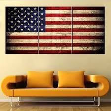 American Flag Retro Paintings Red Blue