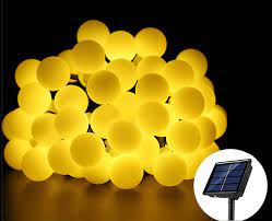 50 Leds Small White Ball Solar Lamp 10m