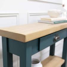 Rustic Pine Wood Top Console Table With