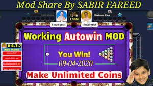 So after downloading 8 ball pool mod apk you will get all cue sticks unlocked and can play with anyone. 8 Ball Pool Autowin Mod Versoin 4 7 7 Share By Sabir Fareed