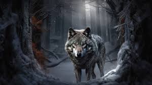 wolf wallpaper in dark dark woods