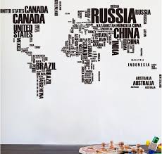 World Map Letters Wall Tattoo Art Decal