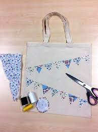 sewing work decorate a tote bag