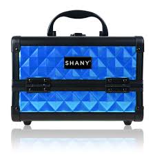 shany mini makeup train case with mirror pea blue