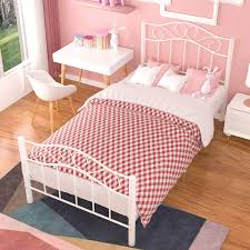 mecor twin xl curved metal bed frame