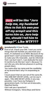 It all started after tunde ednut claimed that most of the stories joro posts on his ig page might be fake and not coming from real followers, as he made people to believe. Instagram Love Therapist Joro Olumofin Blasts Musician Turned Blogger Tunde Ednut For Coming At Him Few Days Ago Talk Of Naija