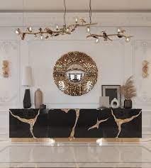 black and gold entryway decor