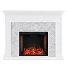 Herringbone Marble Fireplace