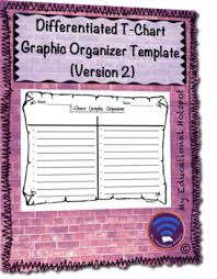 Differentiated T Chart Graphic Organizer Template Horizontal Version