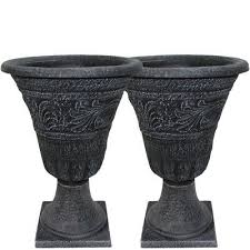 25 tall tumbled black garden urn