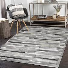 solo rugs neta contemporary cowhide handmade area rug 5 x 8 gray