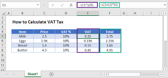 how to calculate vat tax excel