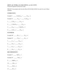 Decomposition Worksheet Avon Chemistry