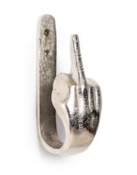 Raw Nickel Middle Finger Hand Coat Hook