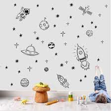 Outer Space Wall Decals Black White