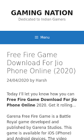 4:42 r k films 137 689 просмотров. Gamingnation In Free Fire Game Download In Jio Phone Online Seo Report Seo Site Checkup