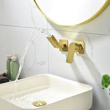Brushed Gold Waterfall Bathroom Sink