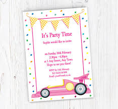 Pink Racing Car Party Invitations Customise Online Plus Free