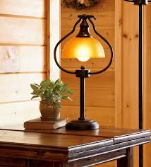 Desk Lamp With Amber Glass Shade