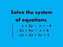 System Of Equations In 3 Variables