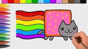 Search through more than 50000 coloring pages. How To Draw Nyan Cute Cat And Learn Coloring Pages Nyan Cat For Kids By Jellytoys Youtube