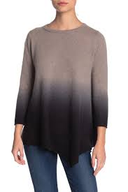 M By Magaschoni Ombre 3 4 Sleeve Cashmere Tunic Sweater Petite Hautelook