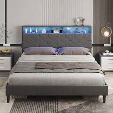 Queen Bed Frame With Led Lights Storage