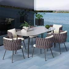 Outdoor Dining Set With Faux Marble Top