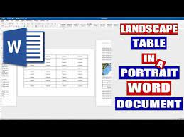 how to put a landscape table in word